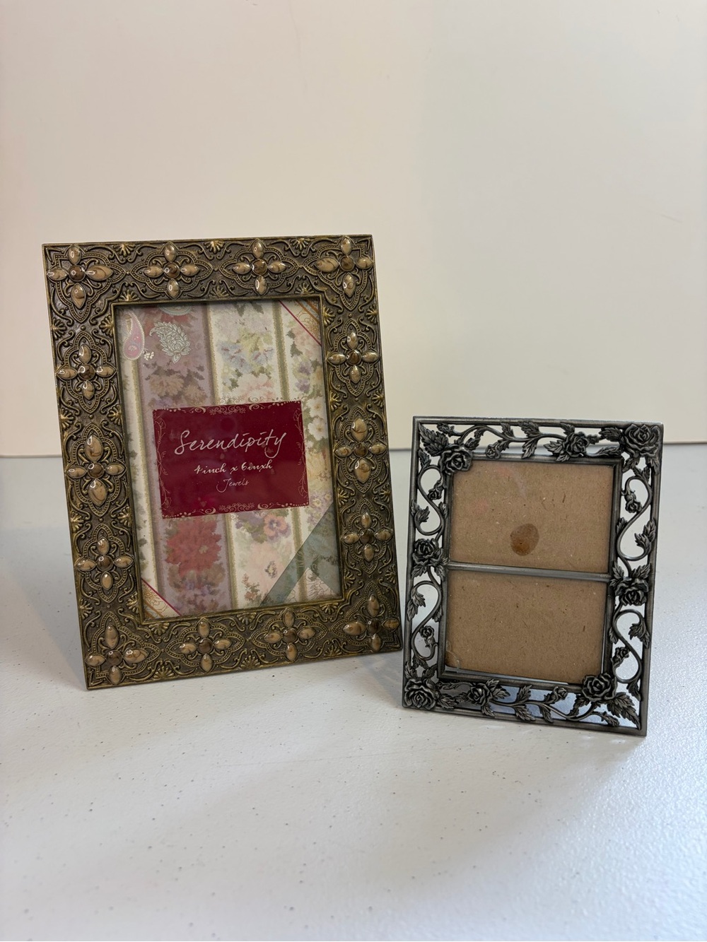 Vintage Gothic Ornate Picture Frame Set Baroque Decor Whimsigoth Floral Enamel